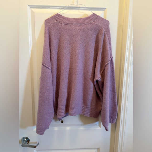 Free People Cool of the Night Cardigan Lilac Spell Melange Oversized XL - Picture 8 of 13